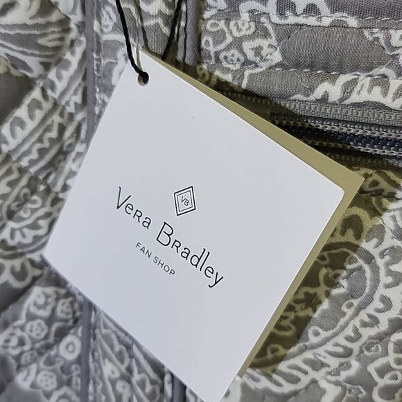 NWT Vera Bradley Cotton Collegiate Large Travel Duffle Bag - Grey/White - Picture 3 of 12